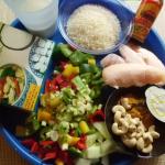 Warenkorb: Huhn Curry mit  Kokosingwer Sauce Gemüse und Reis