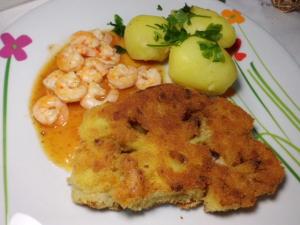 Blumenkohlschnitzel Blumenkohlschnitzel mit Kartoffeln