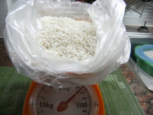 Sticky Reis abwiegen thailändischer Klebereis