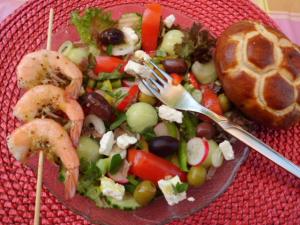 Rezept:griechischer Salat mit Garnelen