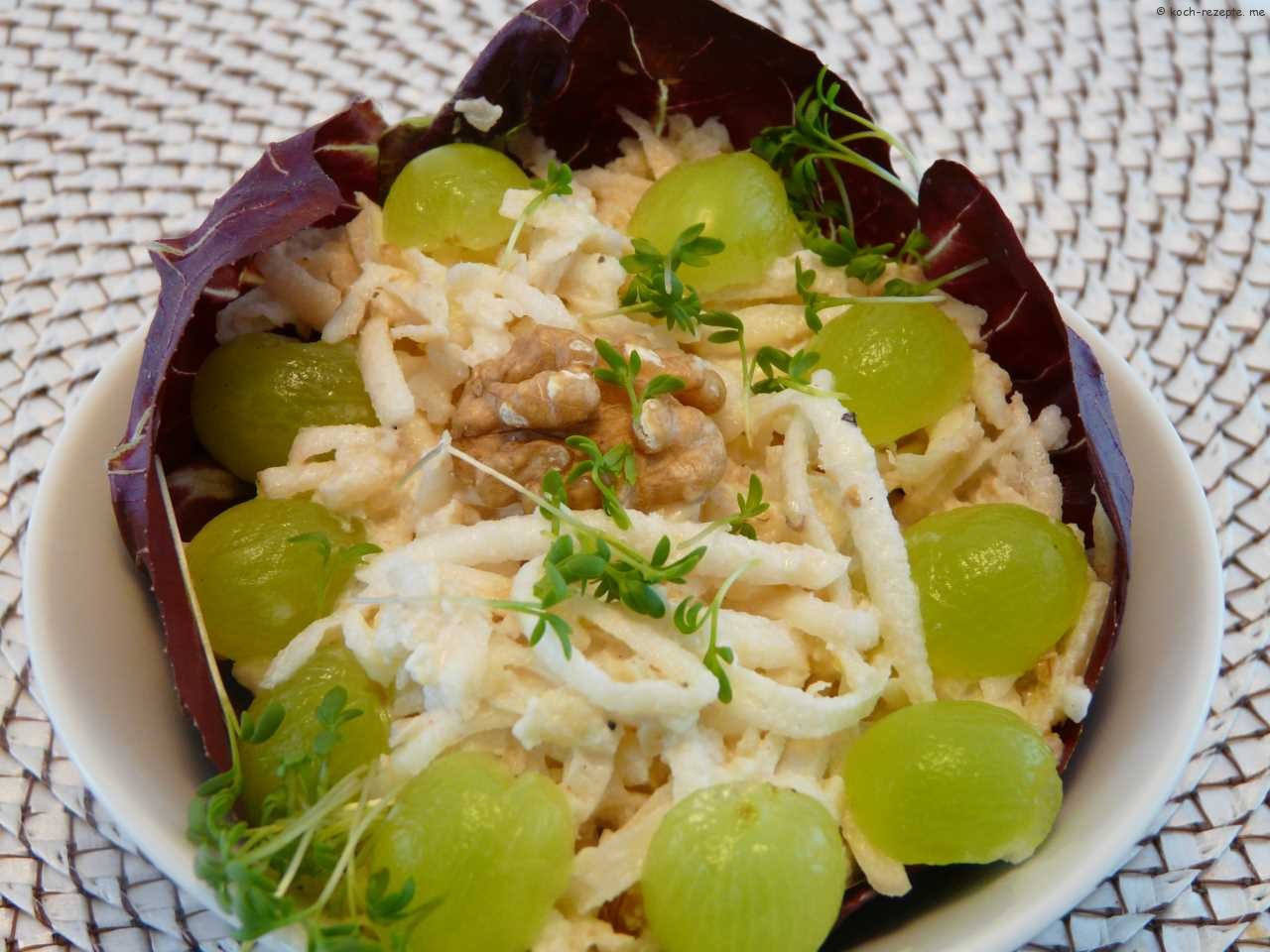 Waldorfsalat klassisch Selleriesalat roh Rezept von Oma aus den 60er.