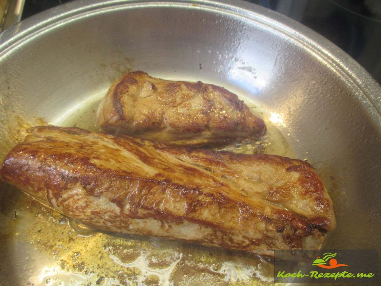 Schweinefilet braten im Ofen richtig saftig garen. Kerntemperatur 58°C-65°C