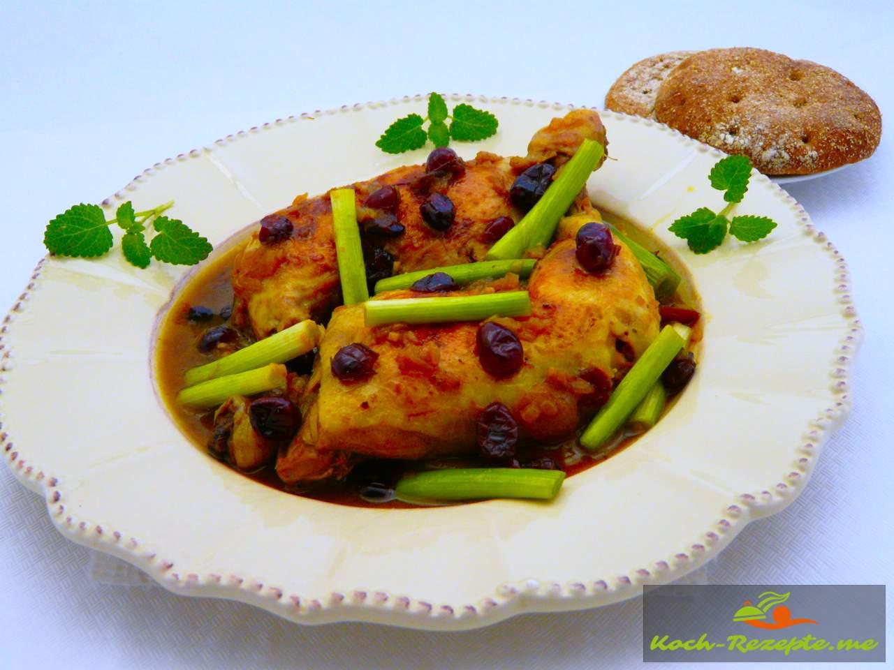 Marokkanisches Hähnchen Rezept mit Frühlingszwiebeln